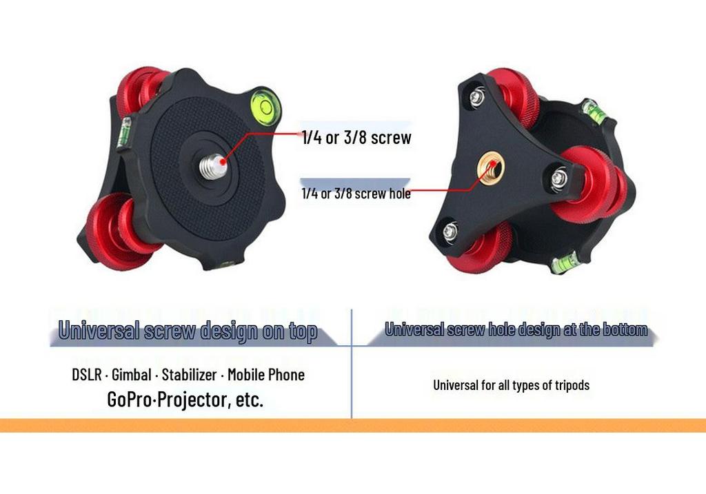 Leshetu Tripod Balance Regulator with 1/4" Screw & Horizontal Adjustment Ball Head