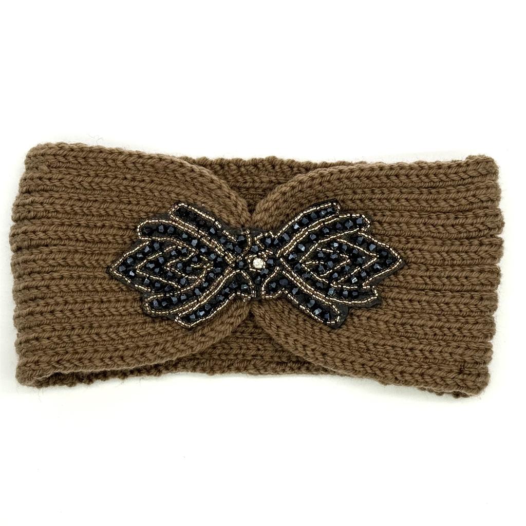 Crystal Beaded Winter Knit Headband Warm Turban Headwrap Hairbands Wool Ear Warmer Headscarf Head Wear Hair Accessories for Women Bandeau Bandanas