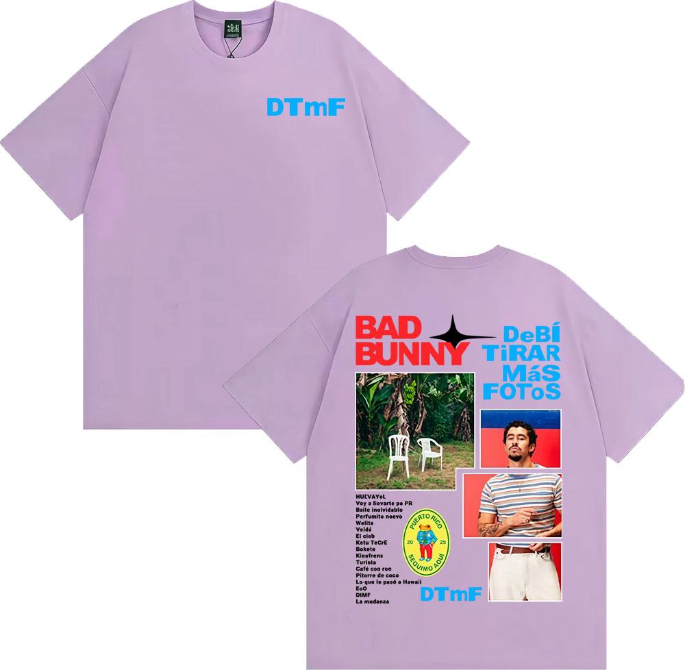 Rapper Bad Bunny Debi Tirar Mas Fotos DTMF Album Cover Merch Tee Shirt Men Women Fashion Vintage Short Sleeve T-shirt Streetwear