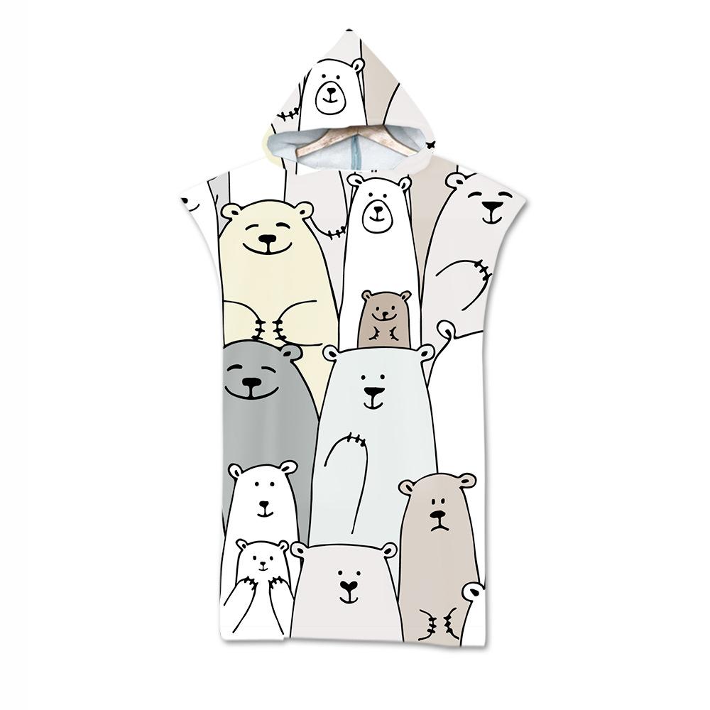 Adult Bath Towel Beach Towel Cape Geometric Print Hooded Bath Towel