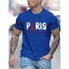 Men's Summer Eiffel Tower Printed 100% Cotton Large Loose Round Neck Short Sleeve T-shirt Top  fashion casual