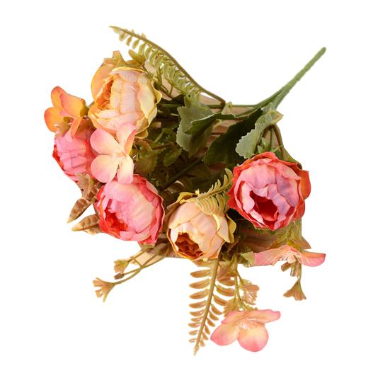 Mixed Artificial Flowers Bouquet Fake Peony Rose Hydrangea Flower for Vase Faux Silk