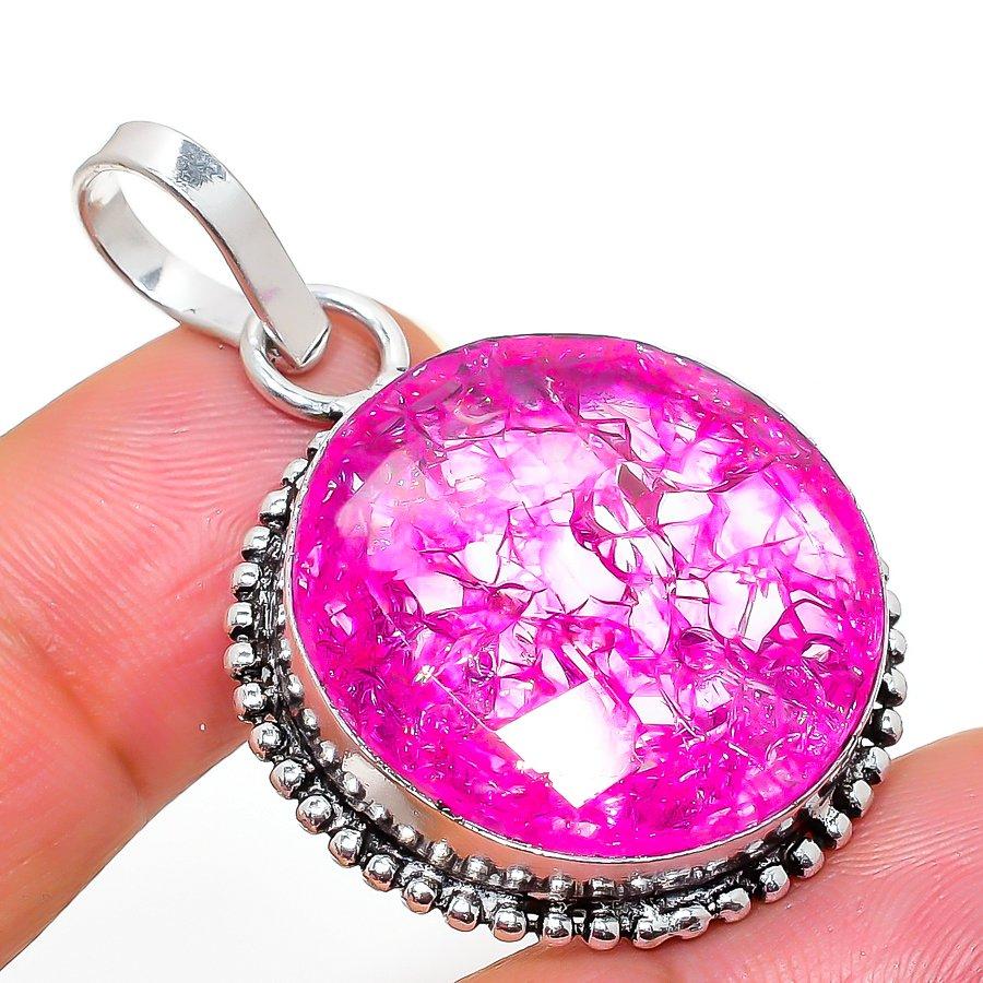 

Natural Crack Crystal Gemstone 925 Sterling Silver Gift Pendant 1.69 p3m13