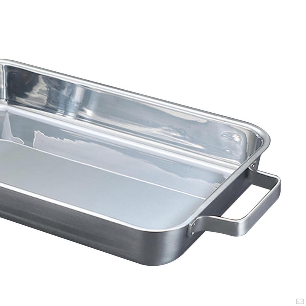 Fish Deep Baking Tray, Pan Roasting with Handles, Rectangle Seafood Plate for Meat