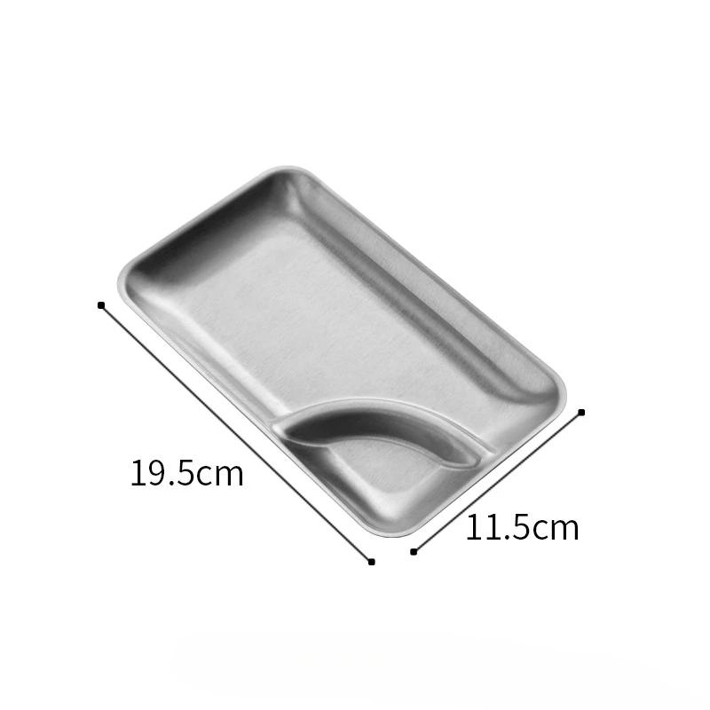 Stainless Steel Compartmentalized Snack Plate Gold Fried Chicken Sauce Dessert Bread Tray Silver with Vinegar Dish Rice Plates
