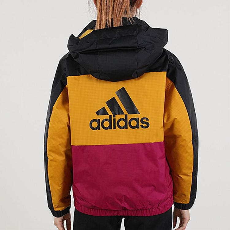 Adidas Color Block Sports Hooded Warm Down Jacket Winter Women Jackets Black GF0014