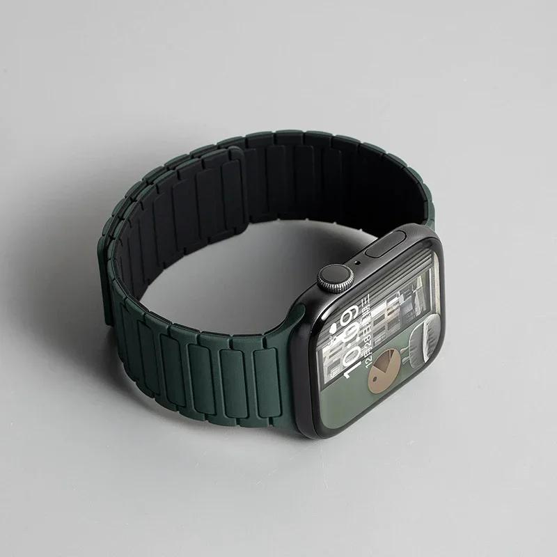Silicone Strap for Apple Watch 46mm 42mm 49mm 45mm 41mm 44mm 40mm Magnetic Band for IWatch Ultra 2 Series 10 9 8 7 6 SE 5 4 3