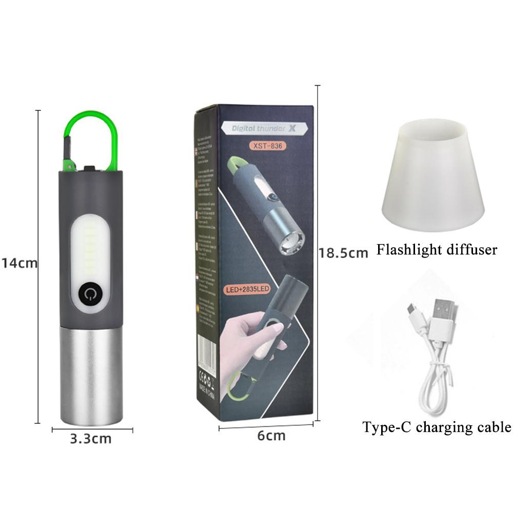 LED Rechargeable Tactical Laser Flashlight 4 Modes 1800mAh for Emergency Camping