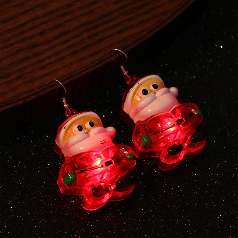 Svítící Merry Christmas Náušnice Santa Claus Vánoční strom Vánoční Sněhulák Náušnice Lesklé šperky Led náušnice