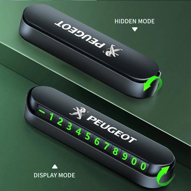 Temporary Car Parking Phone Number Card Night Glowing Sign Car Accessory For Peugeot 206 307 308 3008 207 208 407 508 2008 5008