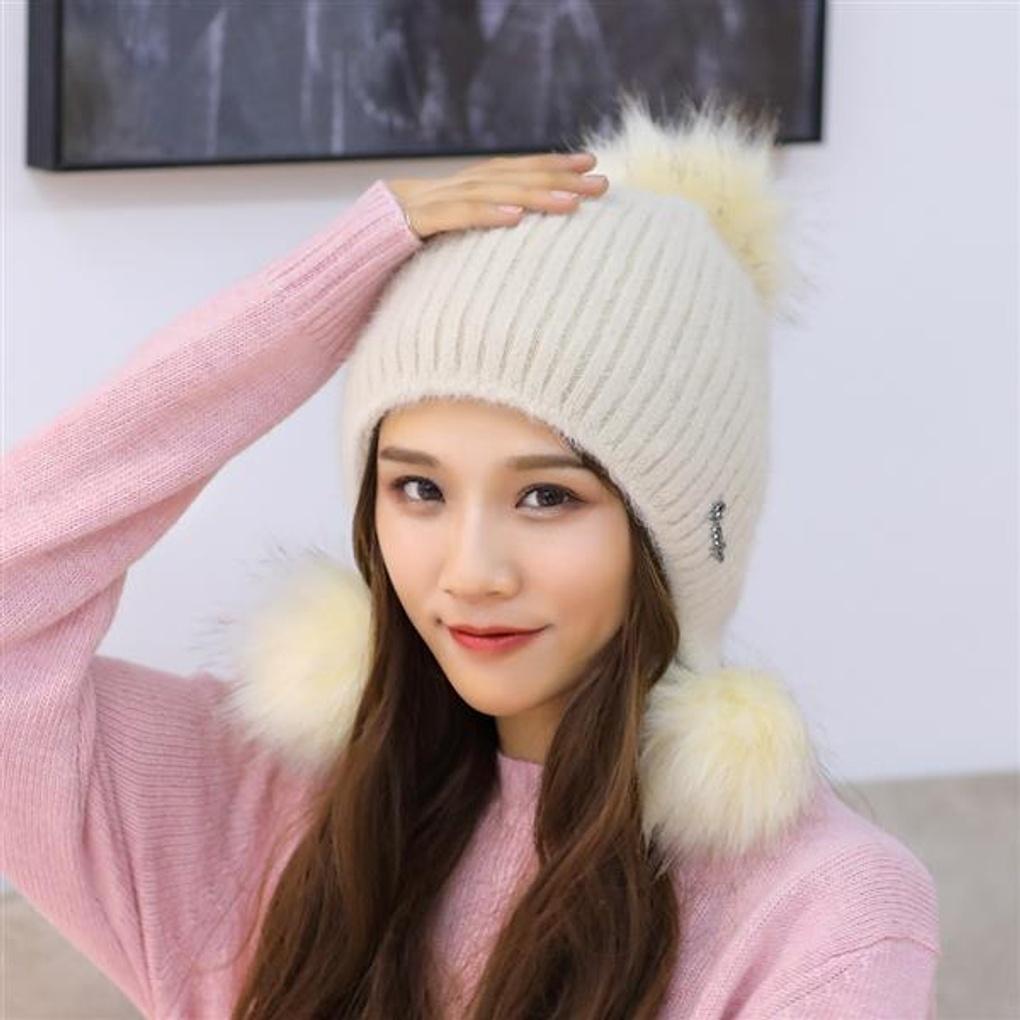 Windy Angora Fur Hat (Beige) / Women's Winter Hat