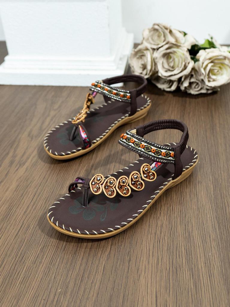 Bohemian Ethnic Women's Beaded Sandals - Summer Fashion Flat Flip-Flops