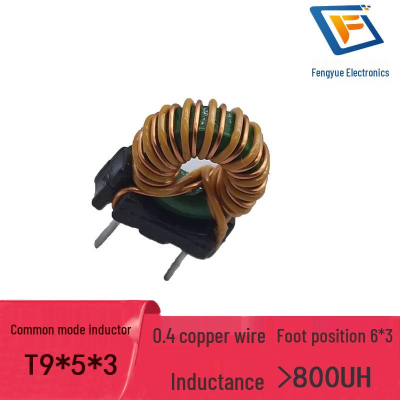 Ferrite Core Coil: T9x5x3 Common Mode Inductor, 0.4 Wire, Insulated Interleaved Winding, 12 Turns, 2A, 800uH.