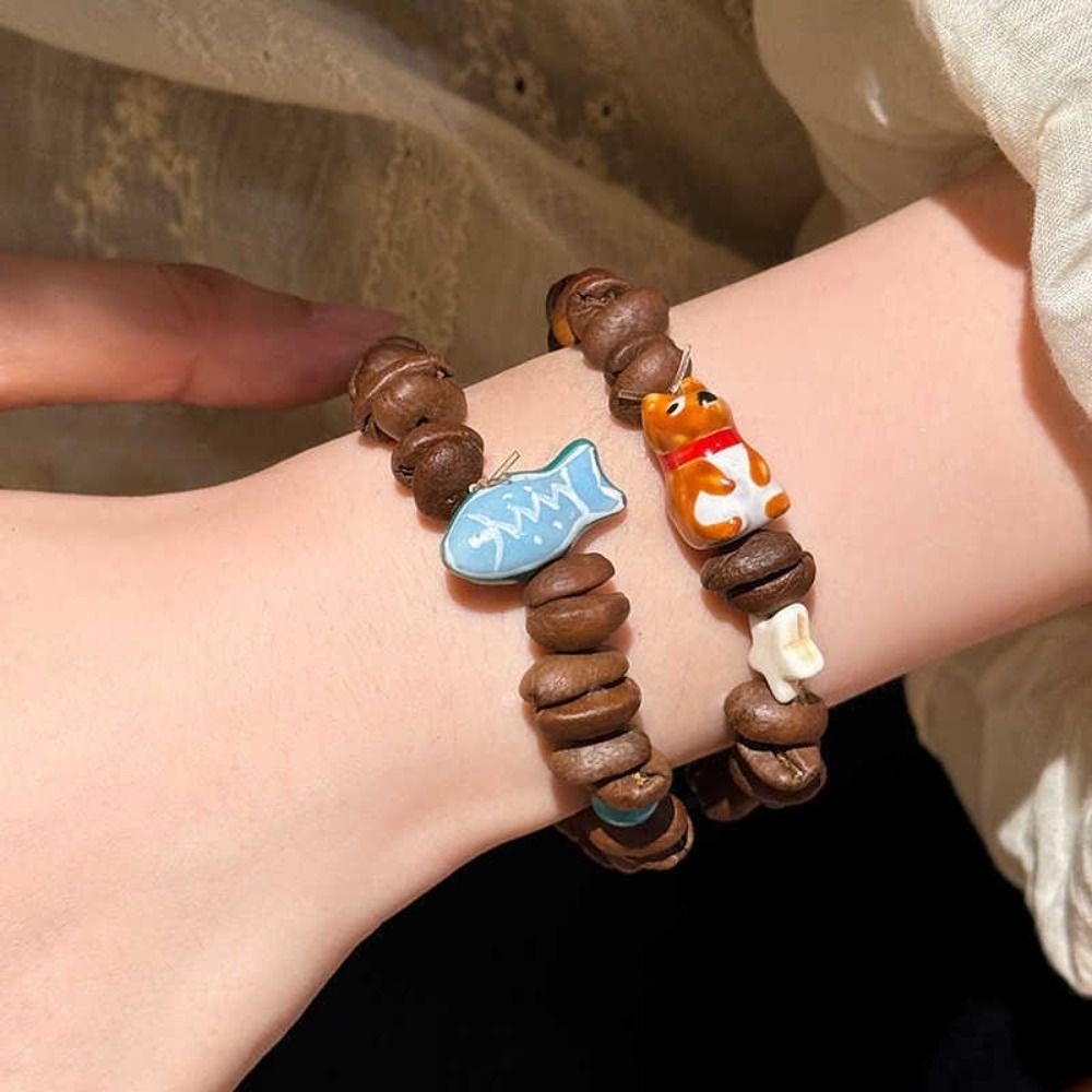 Dog Coffee Bean Bead Bracelet Fish Jewelry Accessories Fashionable Irregular Bracelet  Unisex