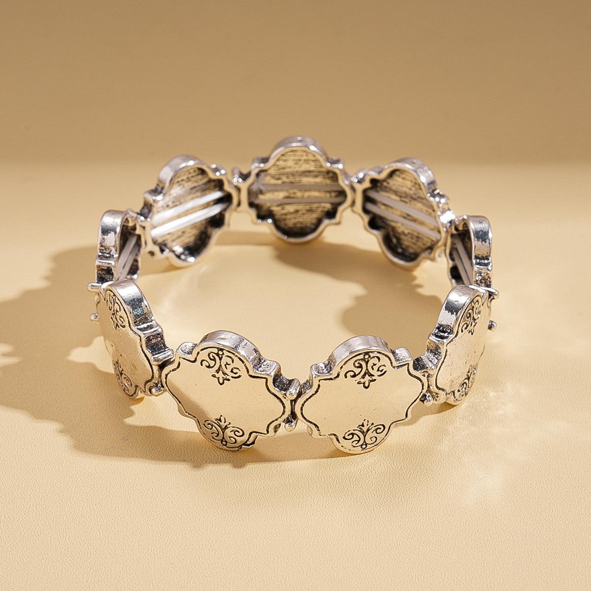 

Old Irregular Geometric Printed Glossy Elastic Rope Bracelet Jewelry