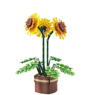 Créativité urbaine Bouquet Tournesol Plante en pot Décoration de la maison Blocs de construction Briques Jouets pour enfants
