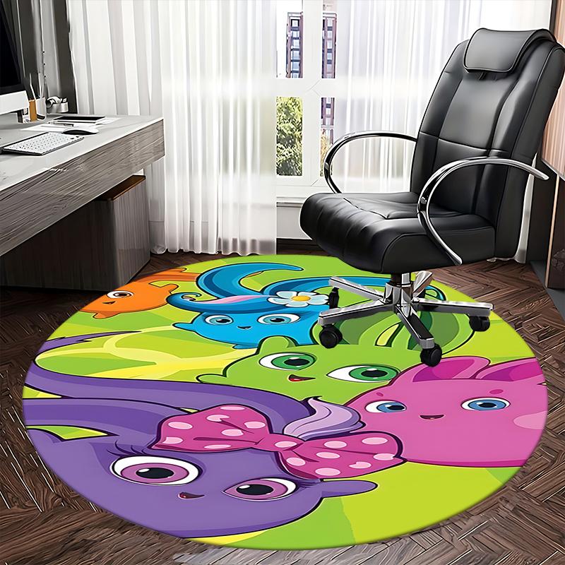Colorful Cartoon Animal Chair Mat - Round Carpet for Home Decor, Office Use, Living Room