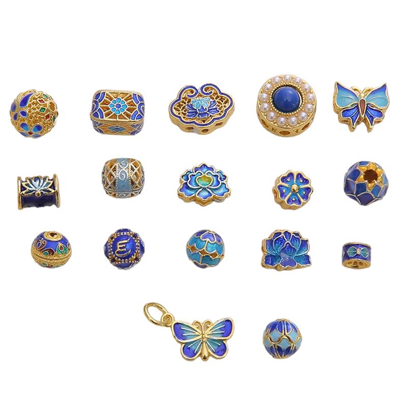 Copper Cloisonn Beads Charm Accessories For DIY Jewelry Making Bracelet Earring Necklace