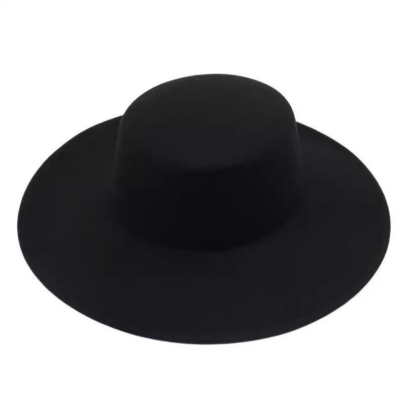 Women's Autumn/Winter Wool Felt Fedora - Large Brim Jazz Hat in French Hepburn Style