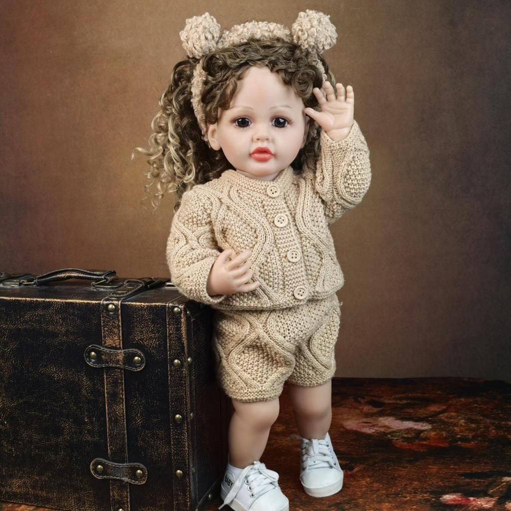 Fashion Curls hair Reborn Baby Dolls 55 cm Girl Lifelike Bear KEIUMI Fashion Babies Doll Model Kids Playmates Birthday Christmas Gifts Toy