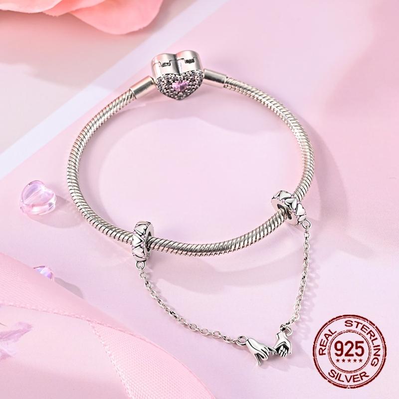 Hand In Hand Rubber Stopper Safety Chain Charms Copper Dangle Pendant Fit Bangle Bracelet Necklace Diy Jewelry