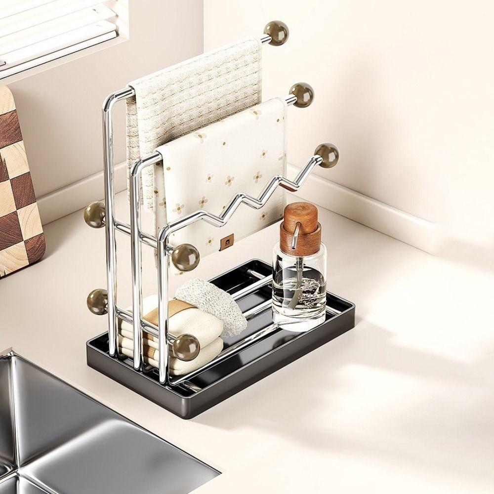 Multi-functional Sponge Dishcloth Towel Holder Anti-rust Jewelry Storage Rack  Bathroom