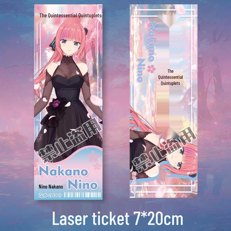 

The Quintessential Quintuplets Nino Cat Teacher Anime Badge Keychain, Gift Set with Laser Ticket, Postcard, and Bookmark. Nino