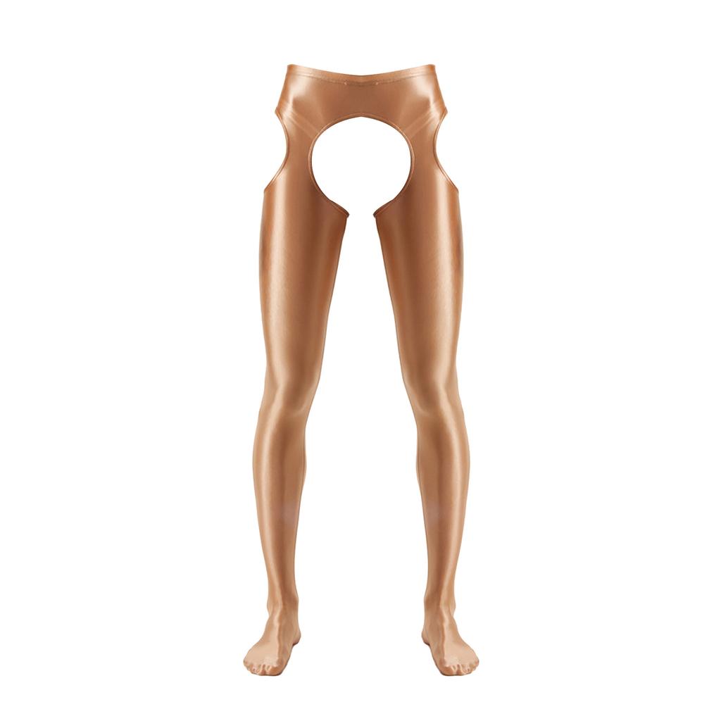 Collant Uomo con Taglio a Forcella Senza Cavallo Collant Lucidi a Vita Media Leggings