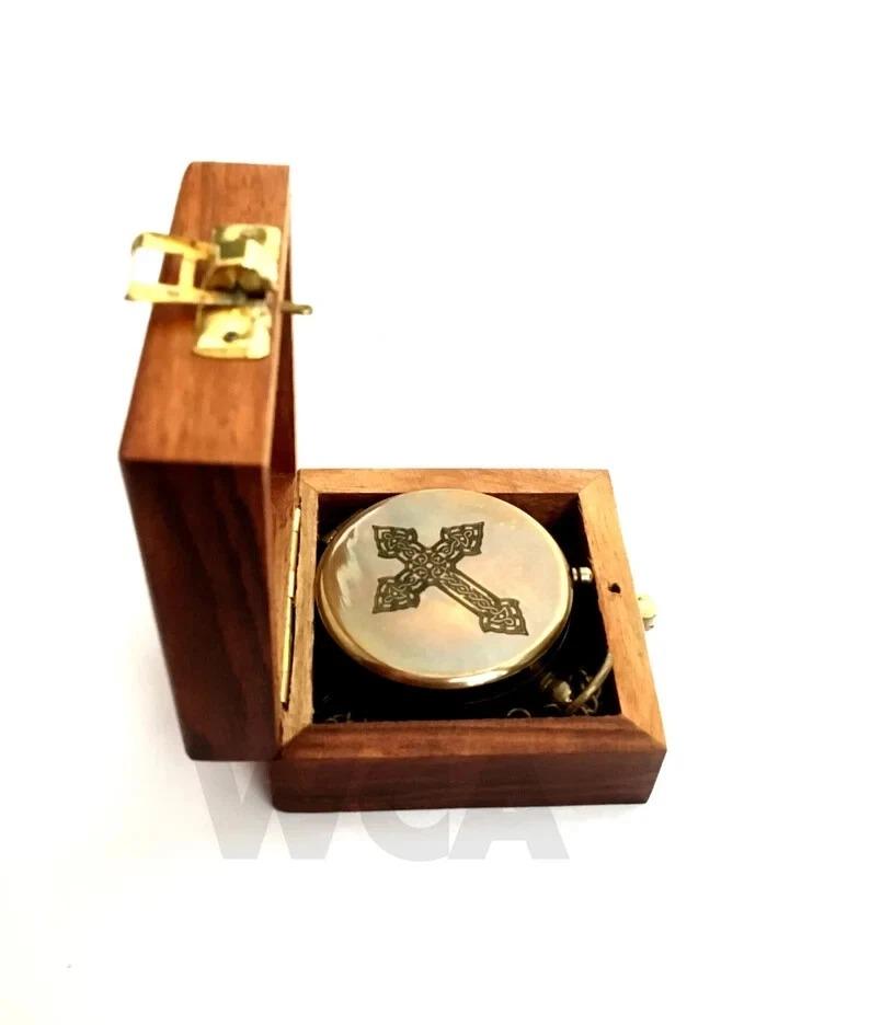 Handmade Nautical Antiqued Brass Go Confidently in the Direction Compass