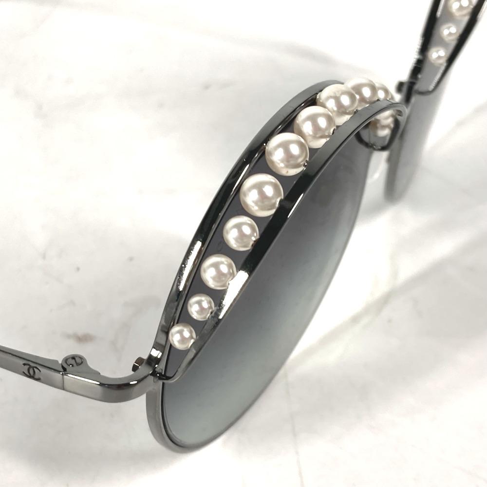 Chanel 4234-H CC CC Mark Pearl Glasses Glasses Eyewear Sunglasses Metal Black