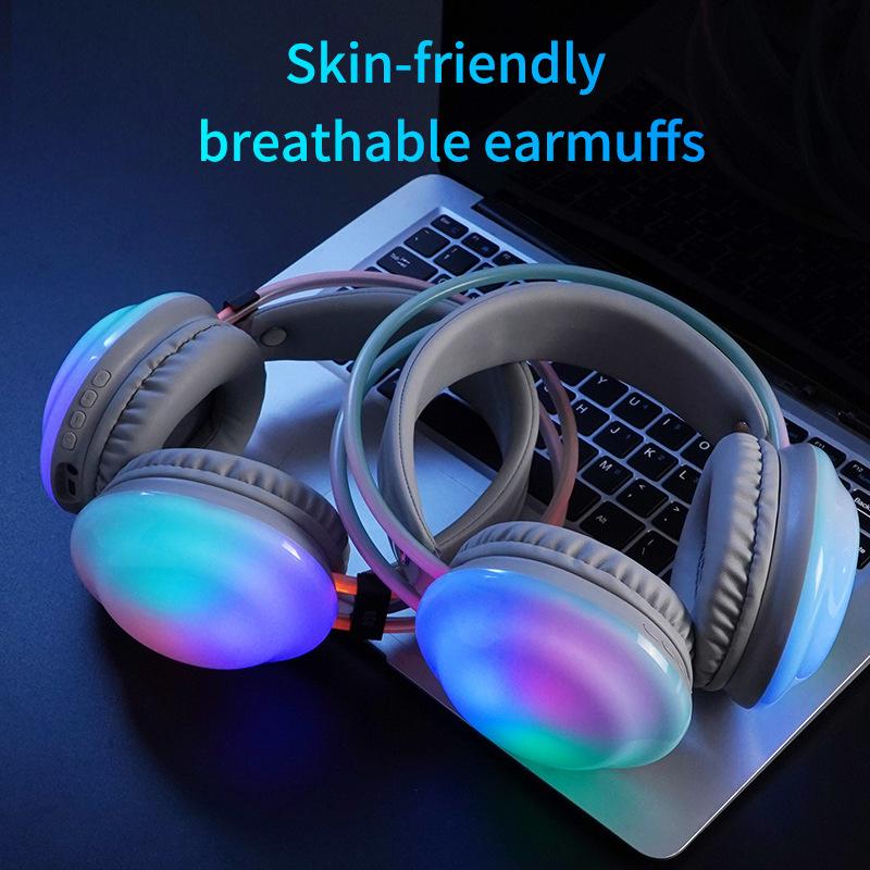 Gaming RGB Colorful Light Bluetooth Headphones HIFI Sound Wireless Earphones Noise Reduction Gamer Sports Headsets With HD Mic