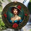 Vintage Lady Portrait Round Metal Wall Art Bedroom Decor Tin Sign