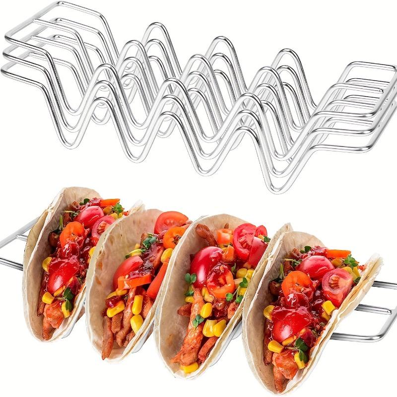 W-Shaped Taco Holder 304 Stainless Steel Tortilla Stand Heat-Resistant Food Rack Kitchen Organizer for Burrito Pancake Baking