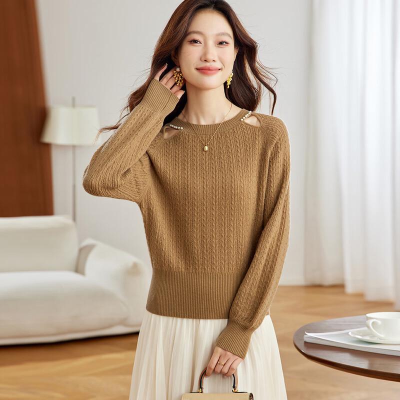 Srcr Women's Merino Wool Beaded Short Sweater