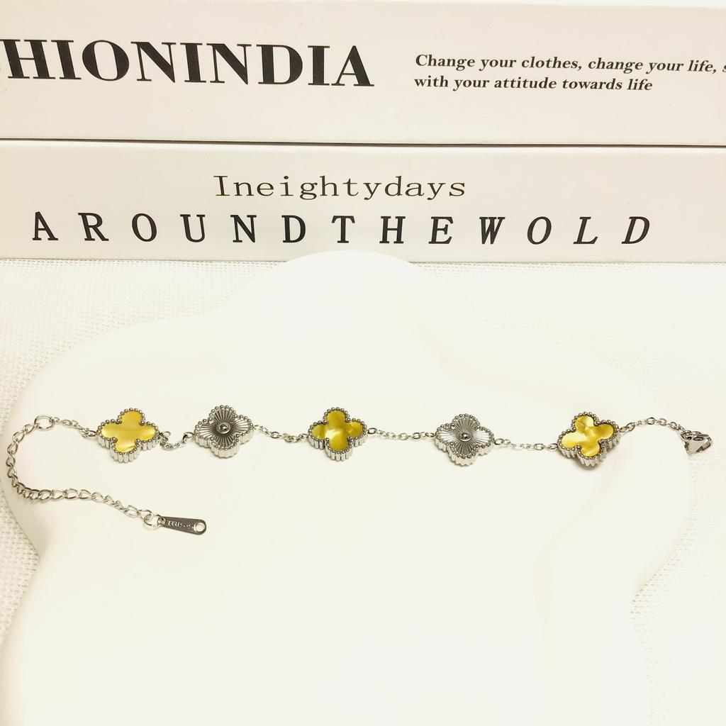 Bransoletka 13mm Czterolistna Koniczyna Pięć Kwiatów 18K Modna Wysokiej Klasy Bransoletka Damska