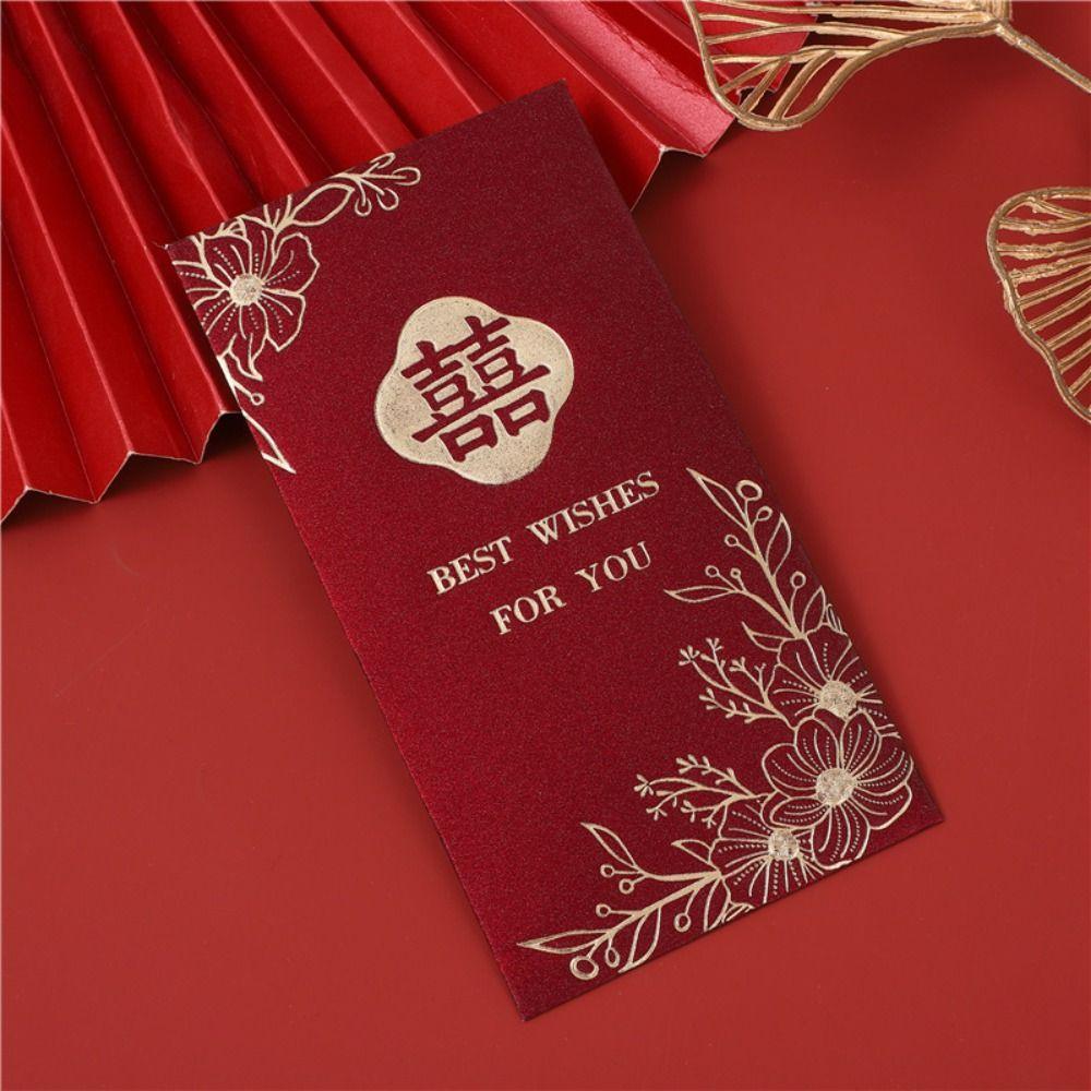 6pcs Chinese Style New Year Red Envelopes Blessing Gifts Packing Bags Spring Festival Supplies