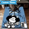 Custom Name Mafalda's Portrait Rug Game Carpet, Floor Mat for Bedroom Living Room Entryway Rug, Home Decor Idea Gift for Christmas Birthday