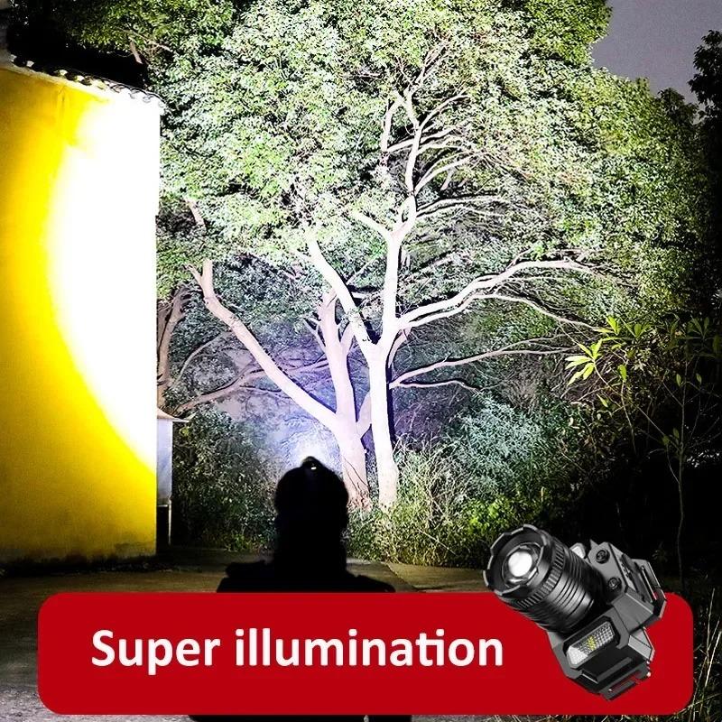 T51 Lens Light Powerful LED Induction Headlamp Rotating Zoom USB Rechargeable Head Flashlight Outdoor Camping Fishing Headlight