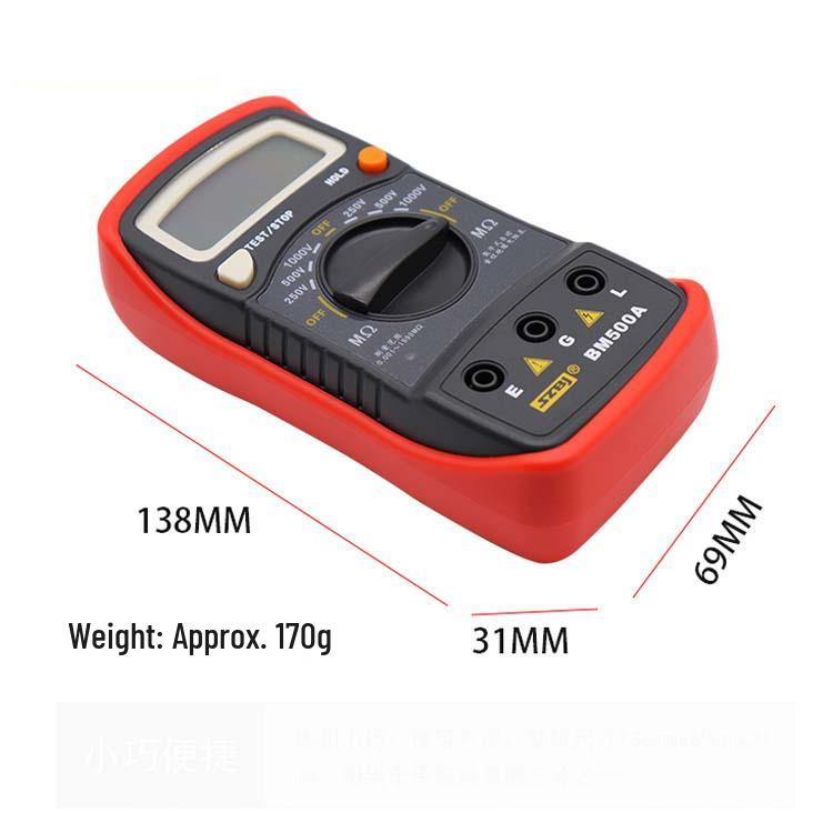 Binjiang BM500A Digital Insulation Resistance Tester 1000V/500V Hand-Crank Megohmmeter