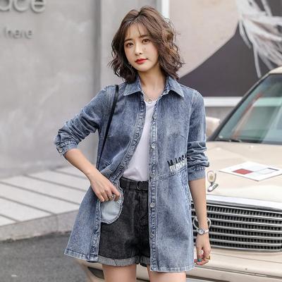 Women Korean Style Spring Fashionable Age-Reducing Model Versatile Medium-Length Top Stylish Denim Jacket