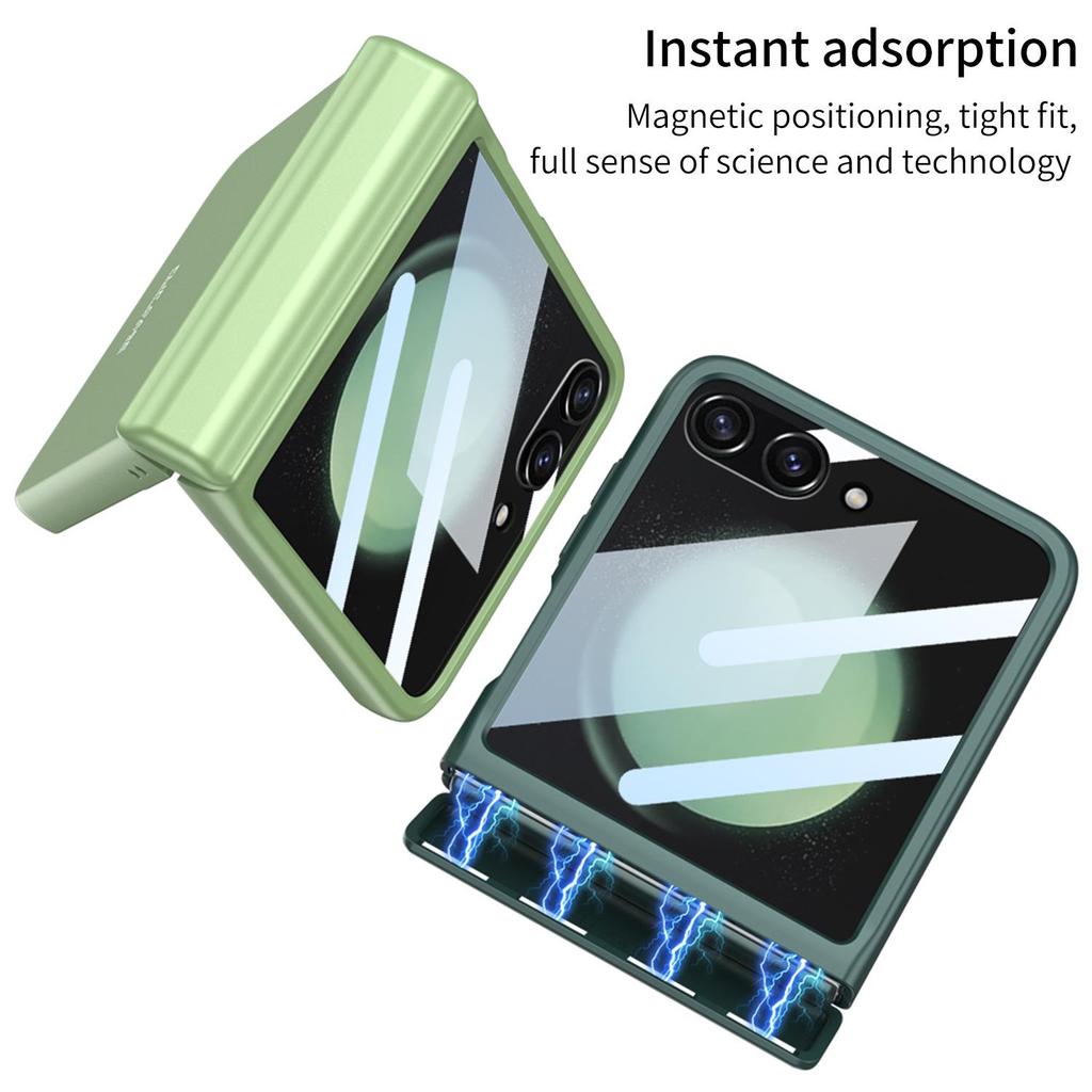 Samsung Z Flip5 Magnetic Full-Coverage Case with Large Window - Solid Color Hard Shell