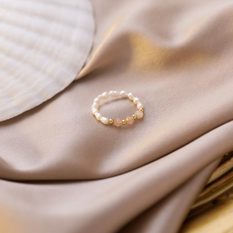 Fashion Handmade Beaded Pearl Ring Women's Handmade Crystal Stacked Wear Fashion Lady Fine Ring Ring Wholesale