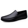 Men's Genuine Leather Slip-On Driving Shoes - Soft Sole Business Casual Flats, Large Size