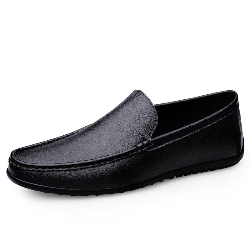Men's Genuine Leather Slip-On Driving Shoes - Soft Sole Business Casual Flats, Large Size