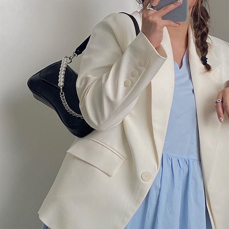 Niche Design Underarm Bag for Women, New Autumn Fashion Trendy Pearl Chain Versatile Shoulder Bag Handbag