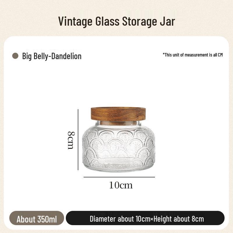 Retro geprägtes Glas Vorratsglas für Getreide, Lebensmittel und Tee - Versiegelter Küchenbehälter