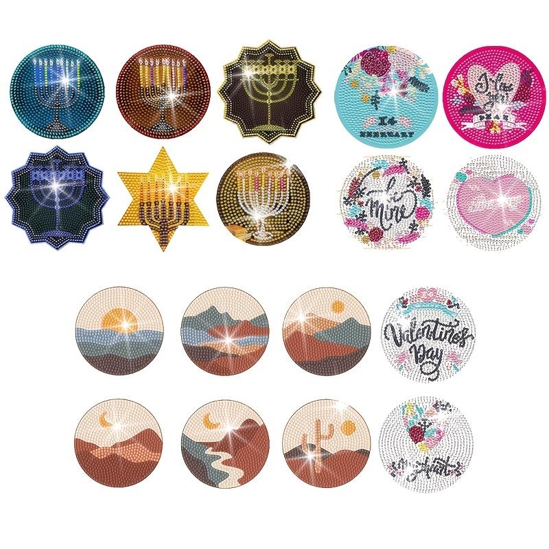 1 Set Christmas/Valentine's Day Diamond Painting Gift - DIY Full Diamond Acrylic Round Coaster Placemat