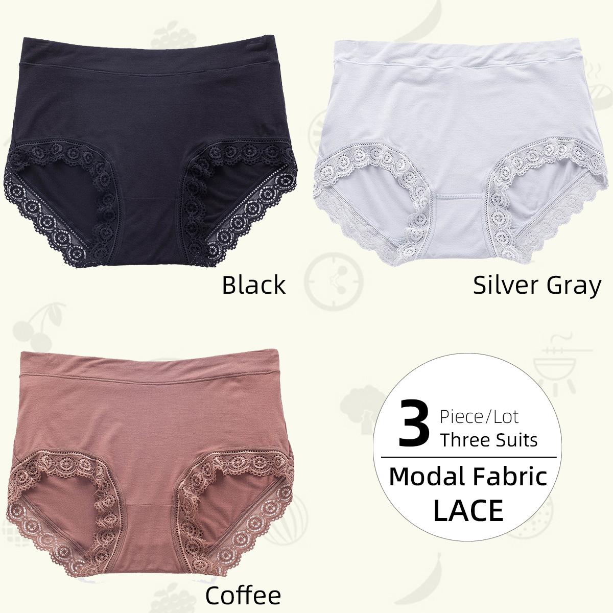 

3 шт./лот, женские трусики со средней и высокой талией, кружевные дышащие трусики на животе, большие размеры, женские треугольные брюки, нижнее белье, трусы L