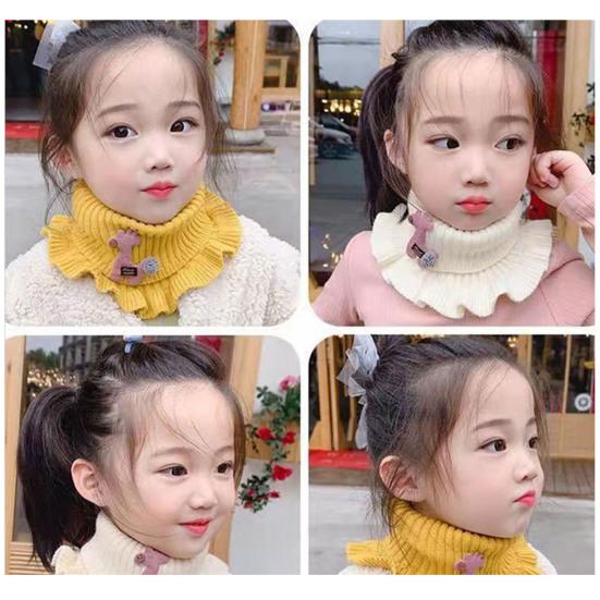 Neck Warmer Cartoon Giraffe Ruffle Knitted Windproof High Elasticity Keep Warm Ultra Soft Kids Fake Collar Neck Scarf for Winter