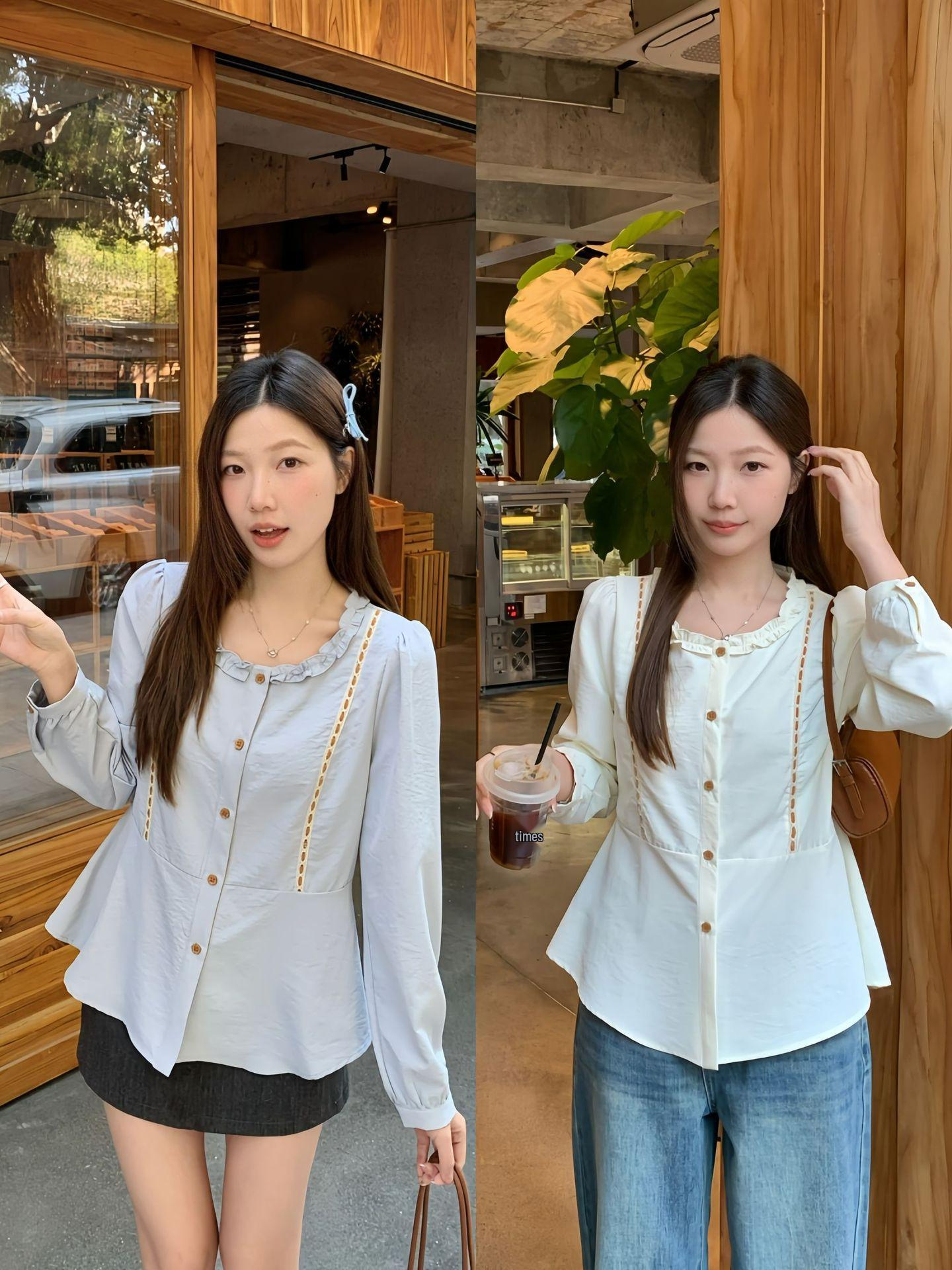 2026 Spring Plus Size Women s French Style Long Sleeve Ruffle Collar Blouse XXXL